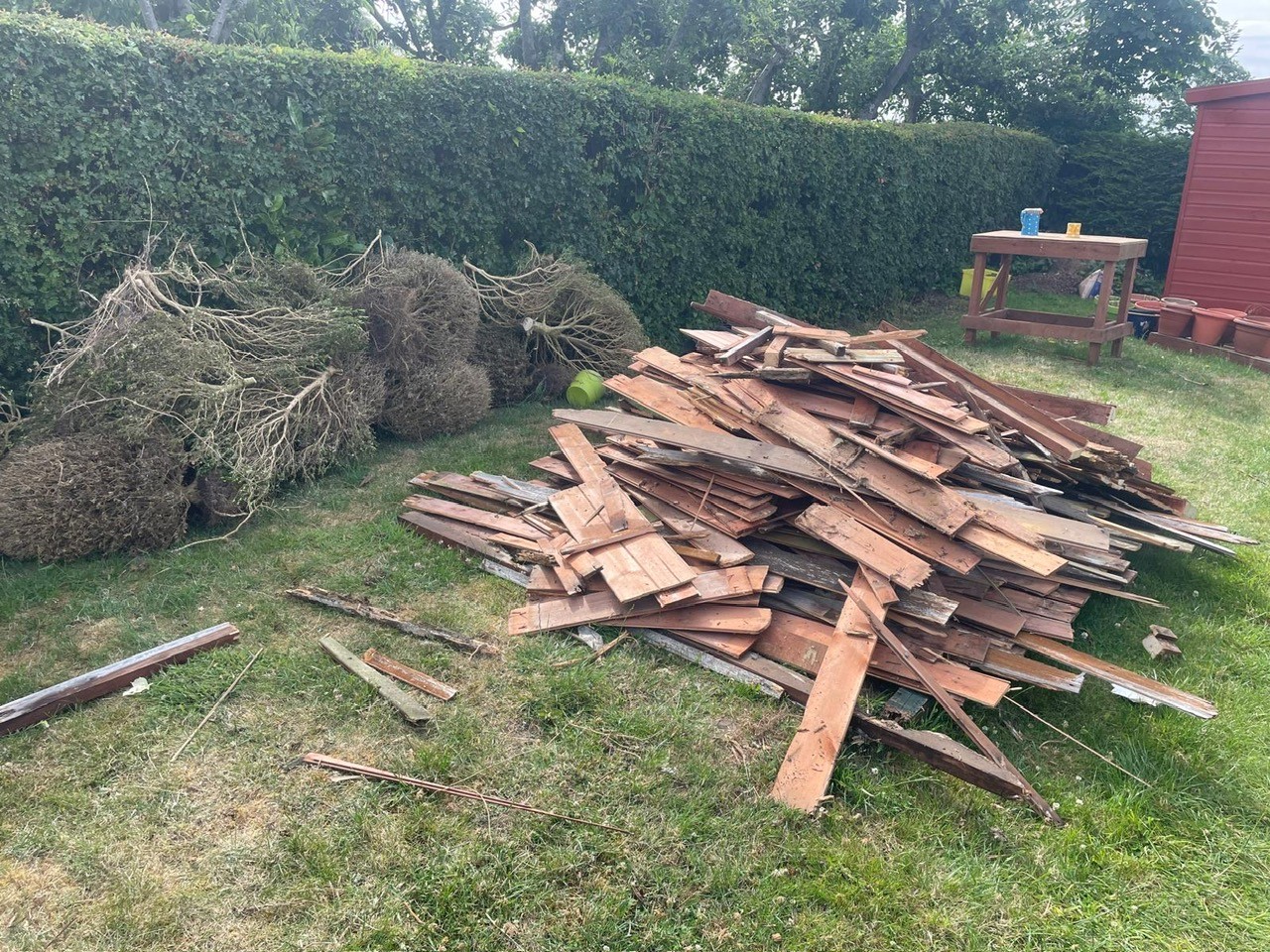 Shed and garden waste before removal in Poppleton York