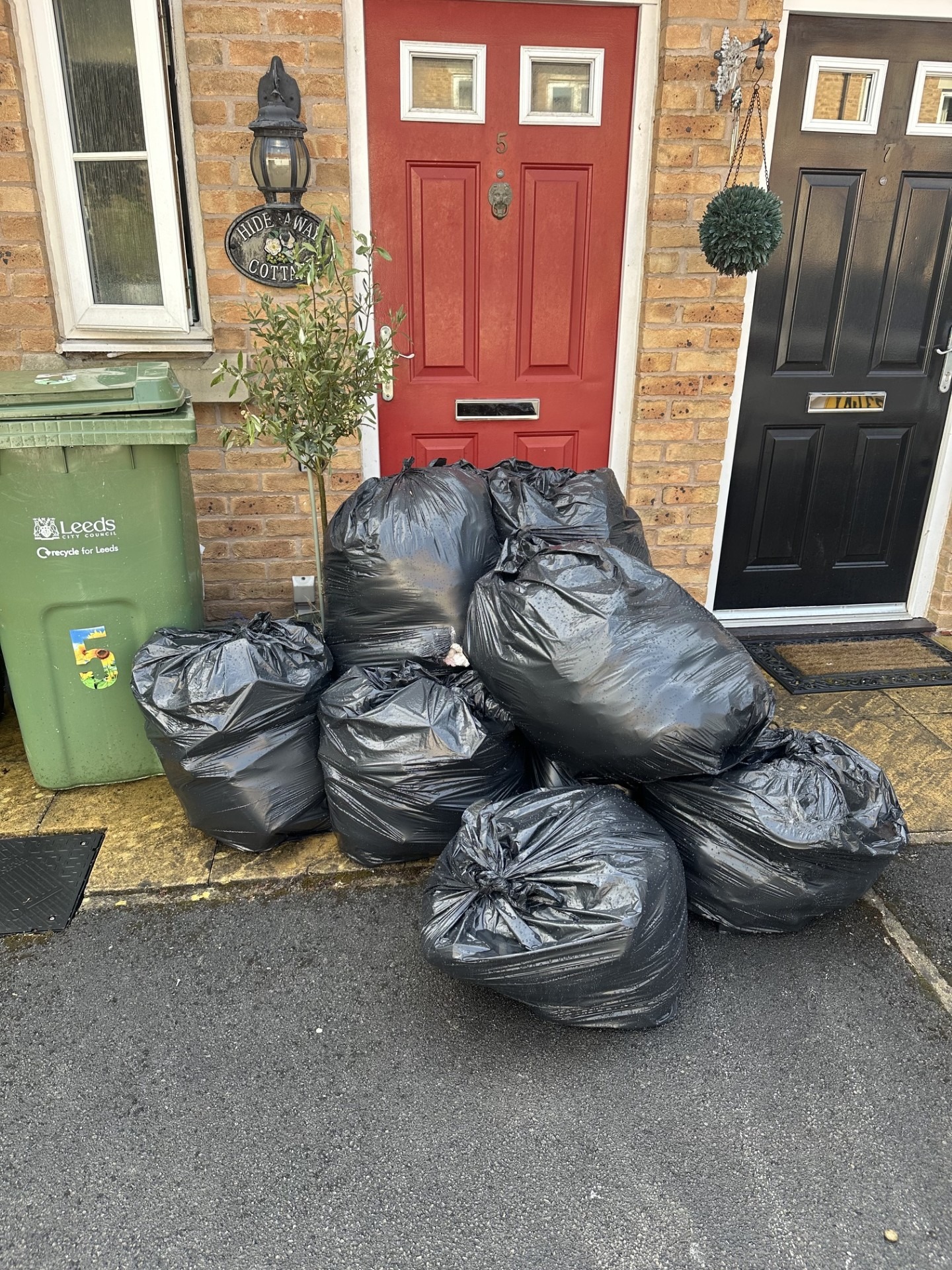 Area clear after black bag waste collection in Wetherby